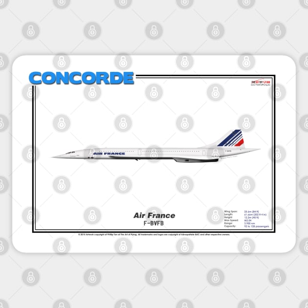 Concorde - Air France (Art Print) Sticker by TheArtofFlying